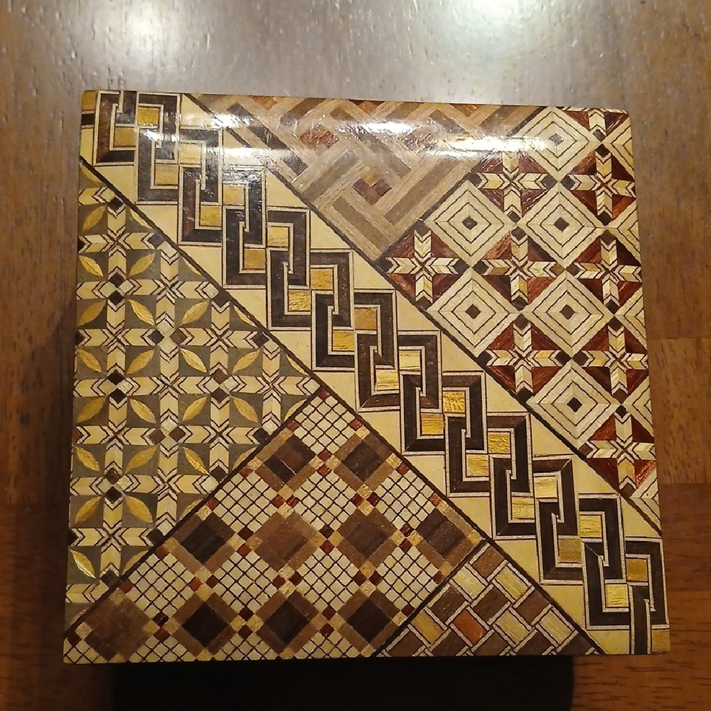 Yosegi-zaiku Marquetry Music Trinket Box From JAPAN